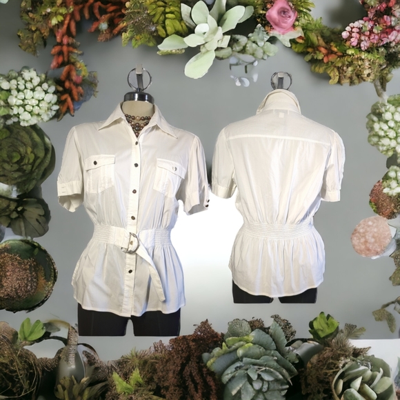 PULI White Short Sleeve Designer Blouse Size L - Picture 1 of 16